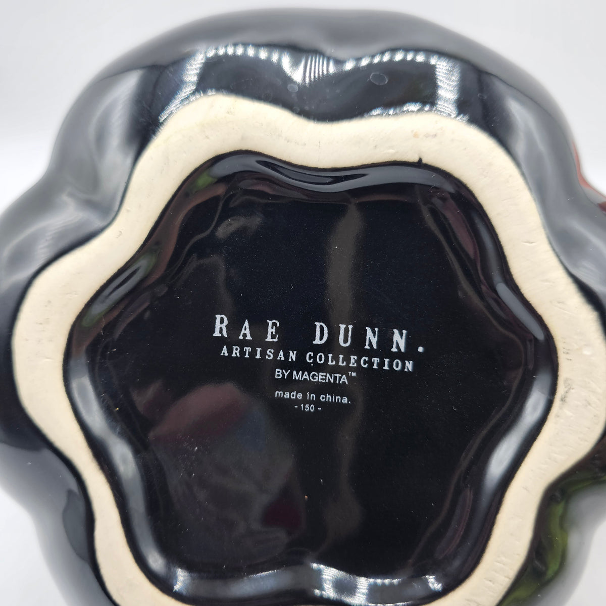 Rae Dunn Black Ceramic Pumpkin "Plant" Planter Vase or Candy Dish