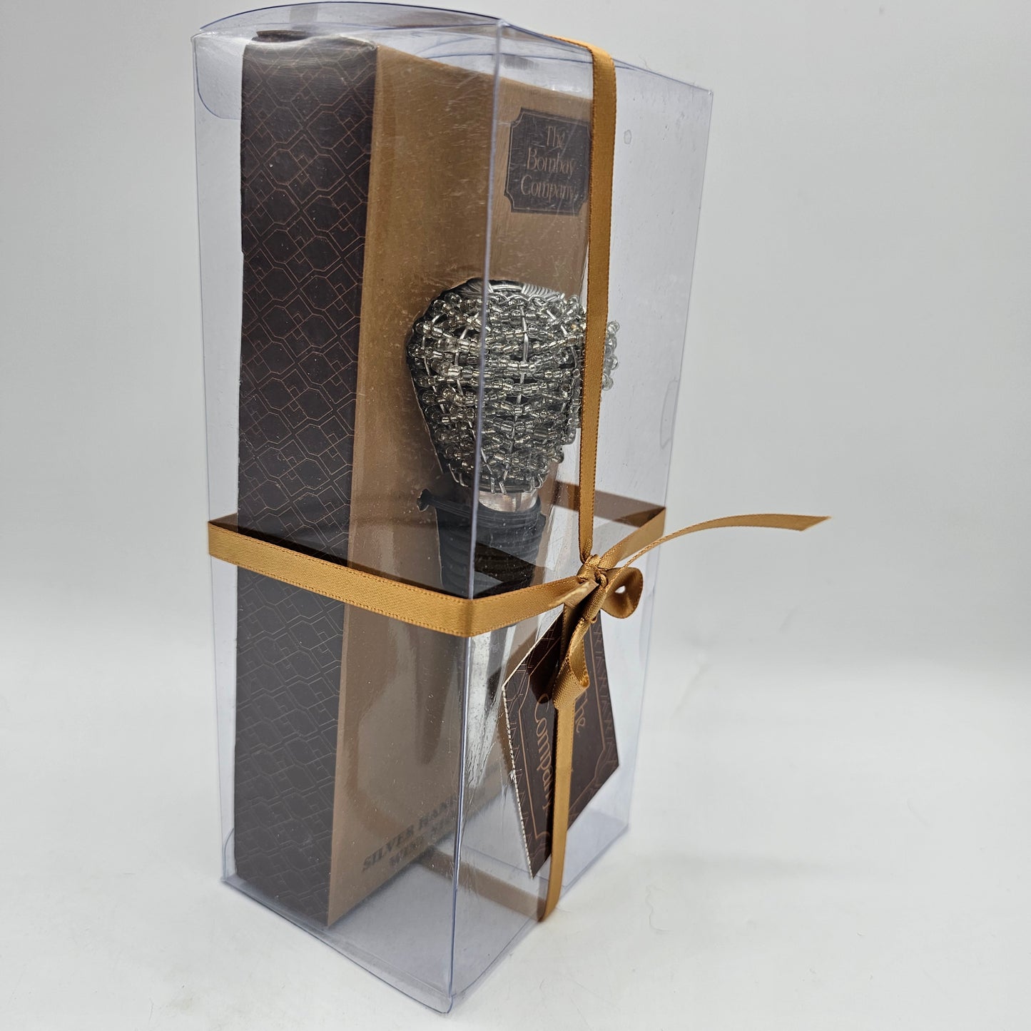 Silver Hand Beaded Wine Bottle Stopper by Bombay Company - New in Box