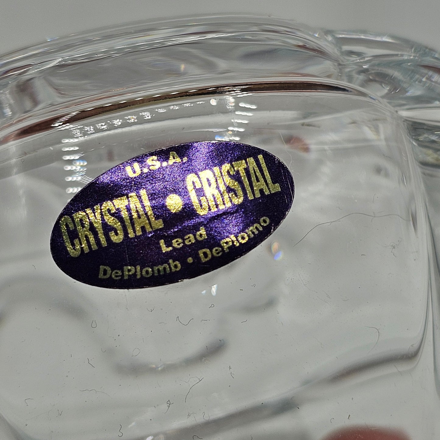Lead Crystal Double Heart Lidded Trinket Box by DePlomb