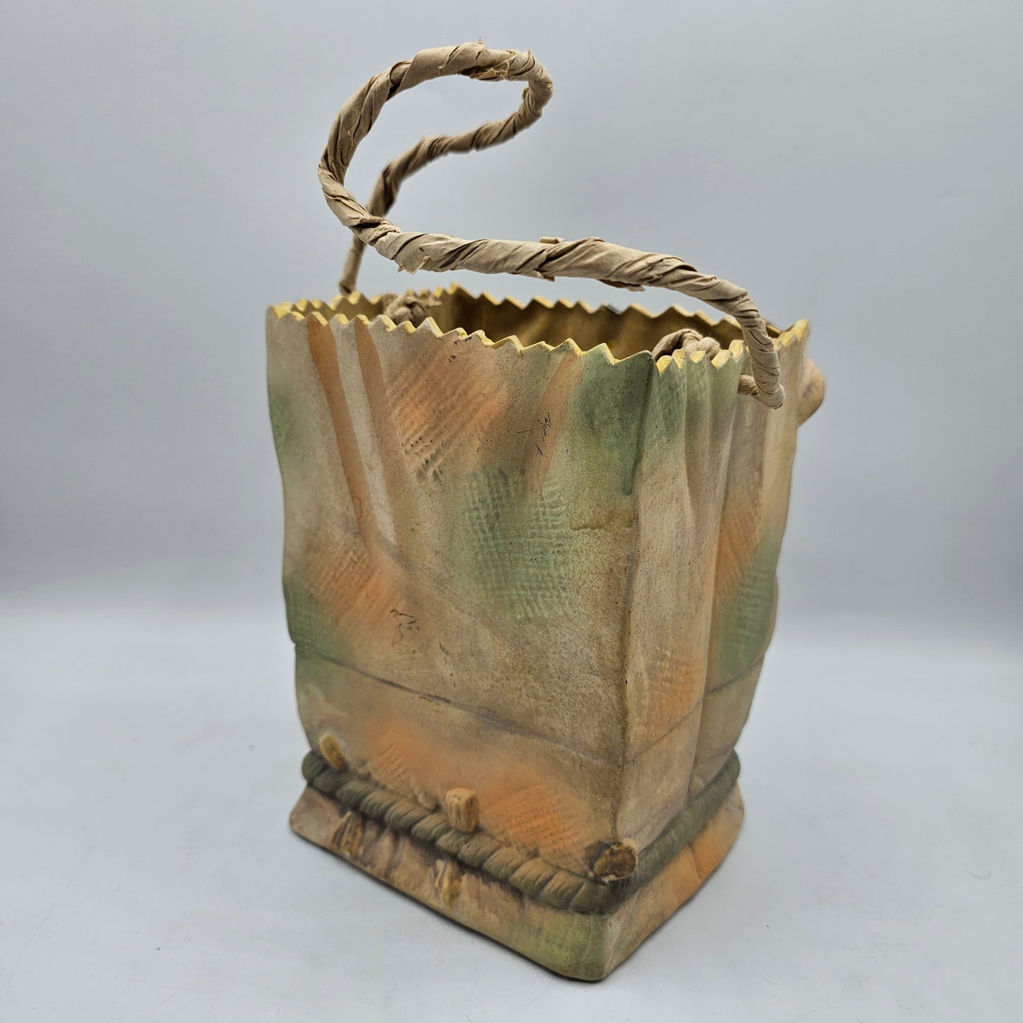 Fall Scarecrow Ceramic Paper Bag Candy Bowl or Candle Holder