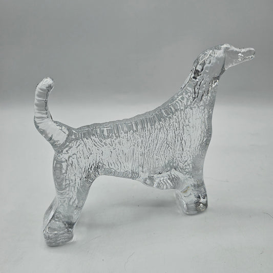 Vintage Kosta Boda Glass Crystal Afghan Hound Dog Paperweight