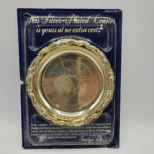 Readers Digest "Gift with Purchase" Silver Plated Coaster in Original Packaging - Made in Italy 1988