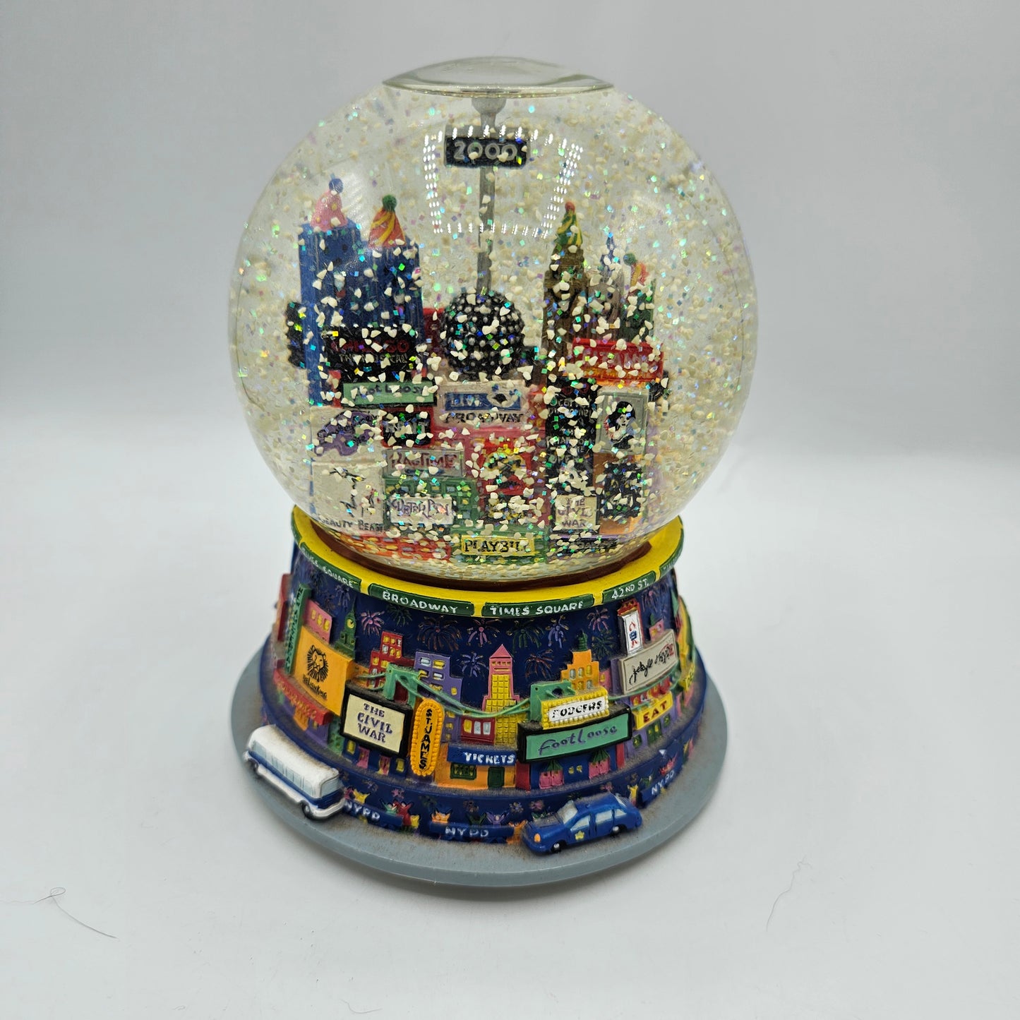 Vintage Broadway Musical  Times Square 2000 New York City Skyline Musical Snow Globe