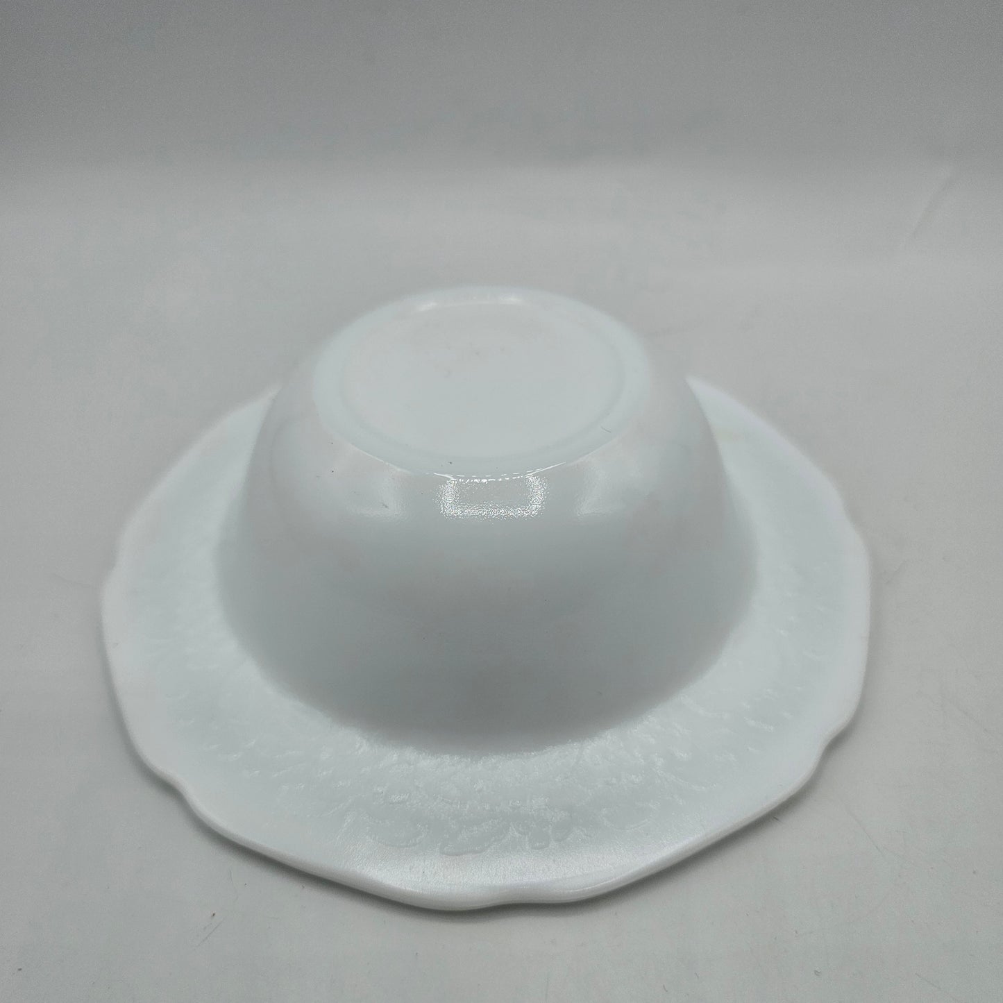 Indiana Glass Milk Glass Embossed Orange Blossom Fruit Bowl