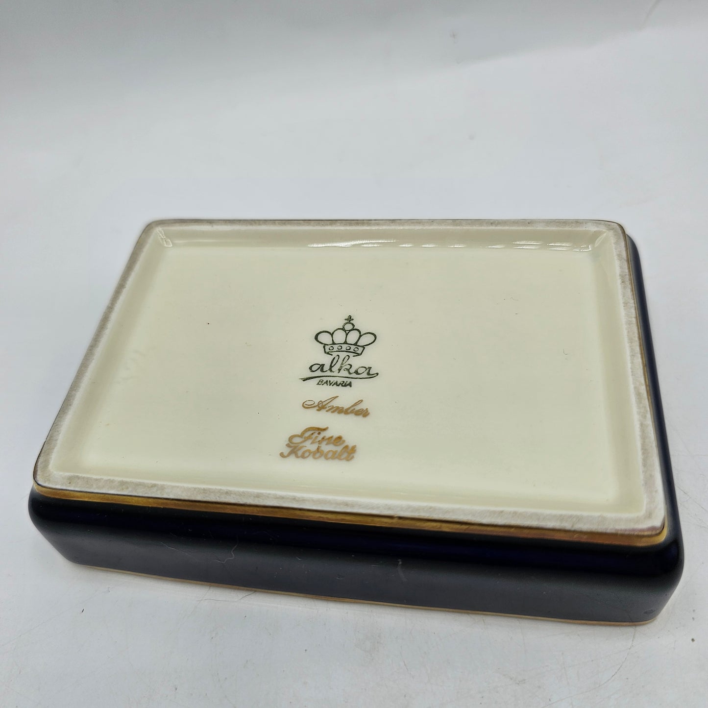 Vintage Alka Bavaria Fine Kobalt Porcelain Rectangular Trinket Box