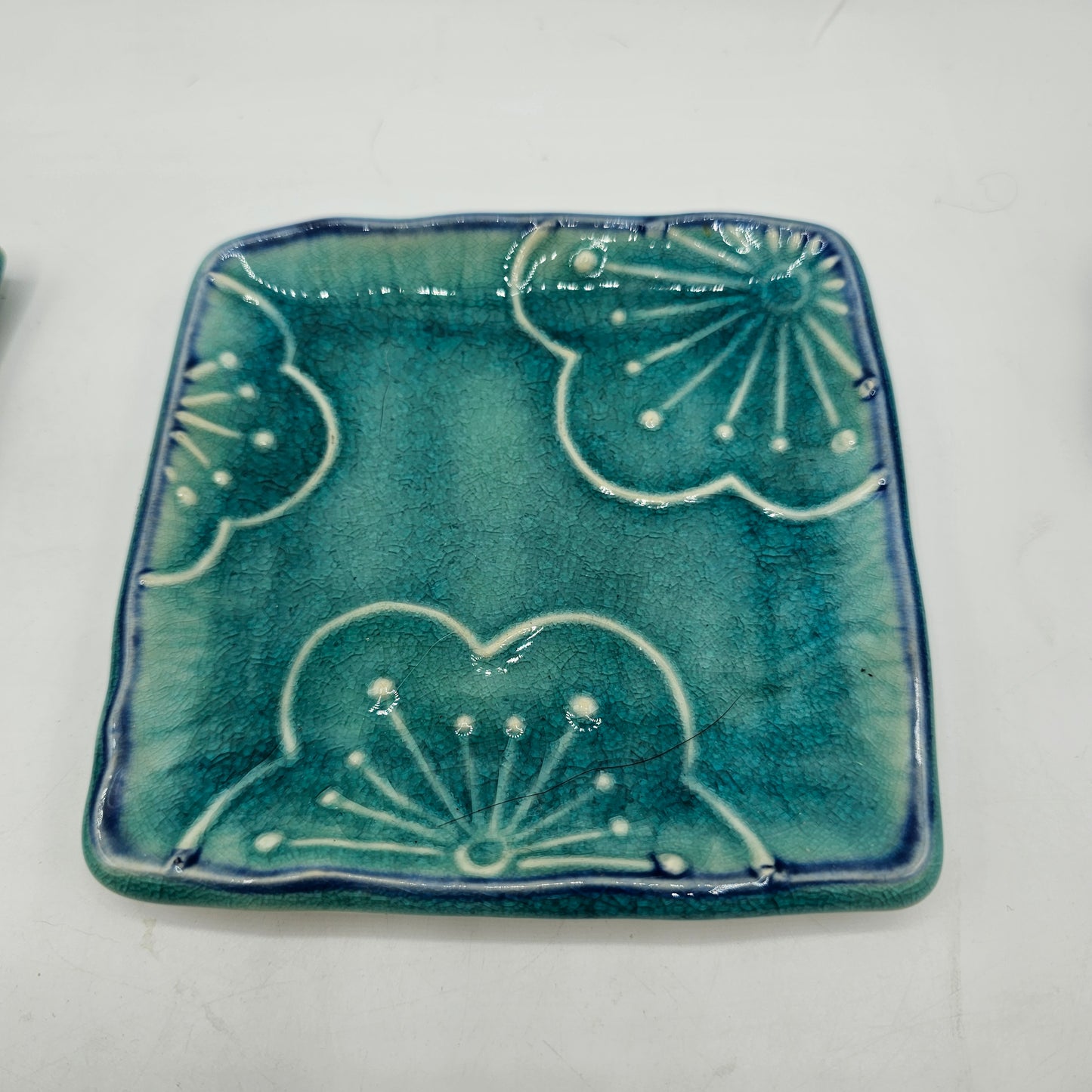 Kotobuki Celadon Green Blue Crackle Glaze Dishes - Set of 3