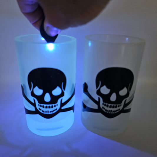 Old Navy UV Reactive Skull and Crossbones Votive Candle Holders (Pair)