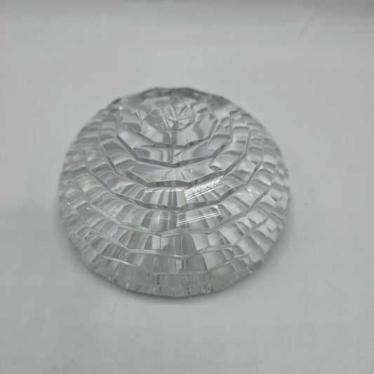 Vintage Leo Design Hand Cut Crystal Winter Rose Paperweight - Japan