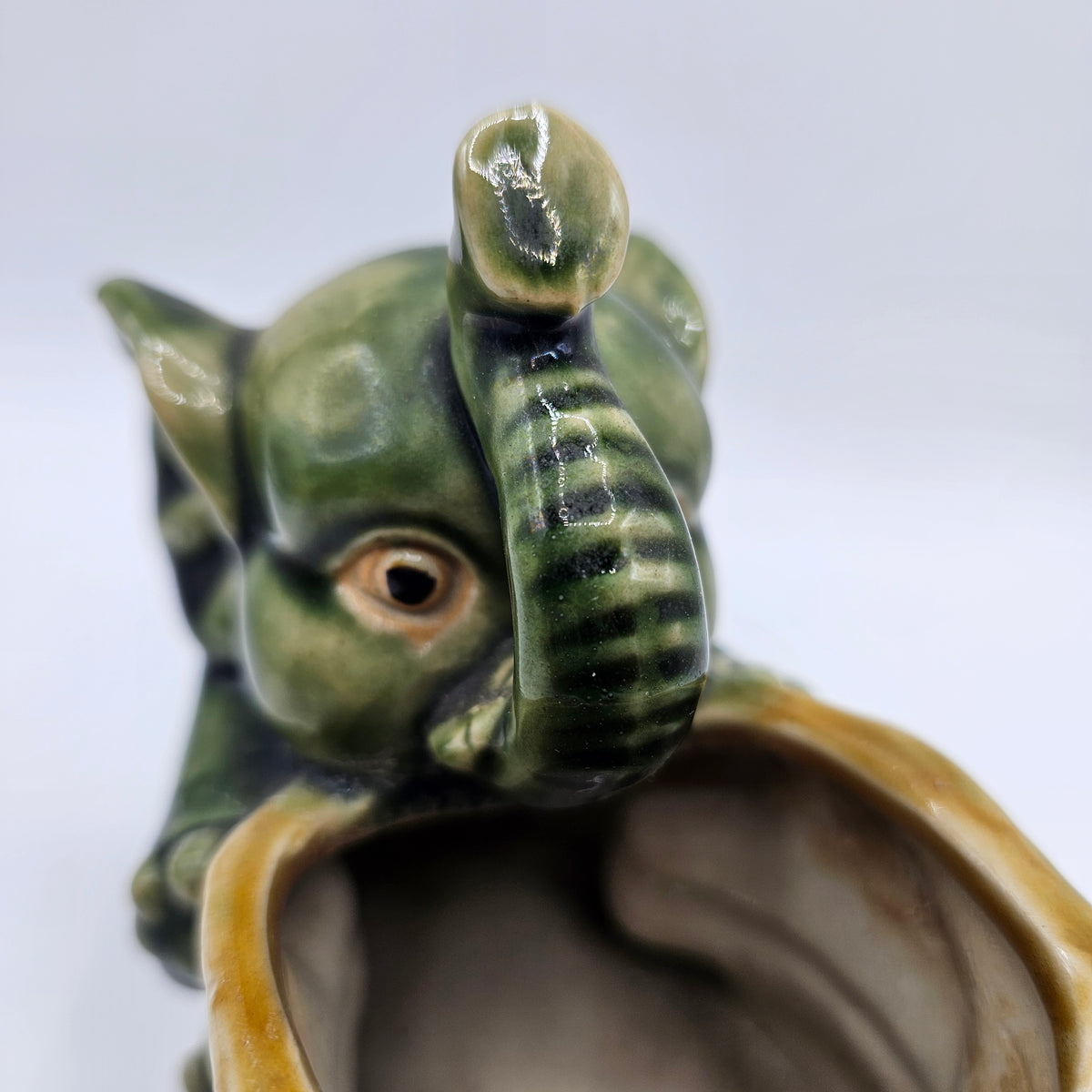 Vintage Majolica Asian Elephant Planter