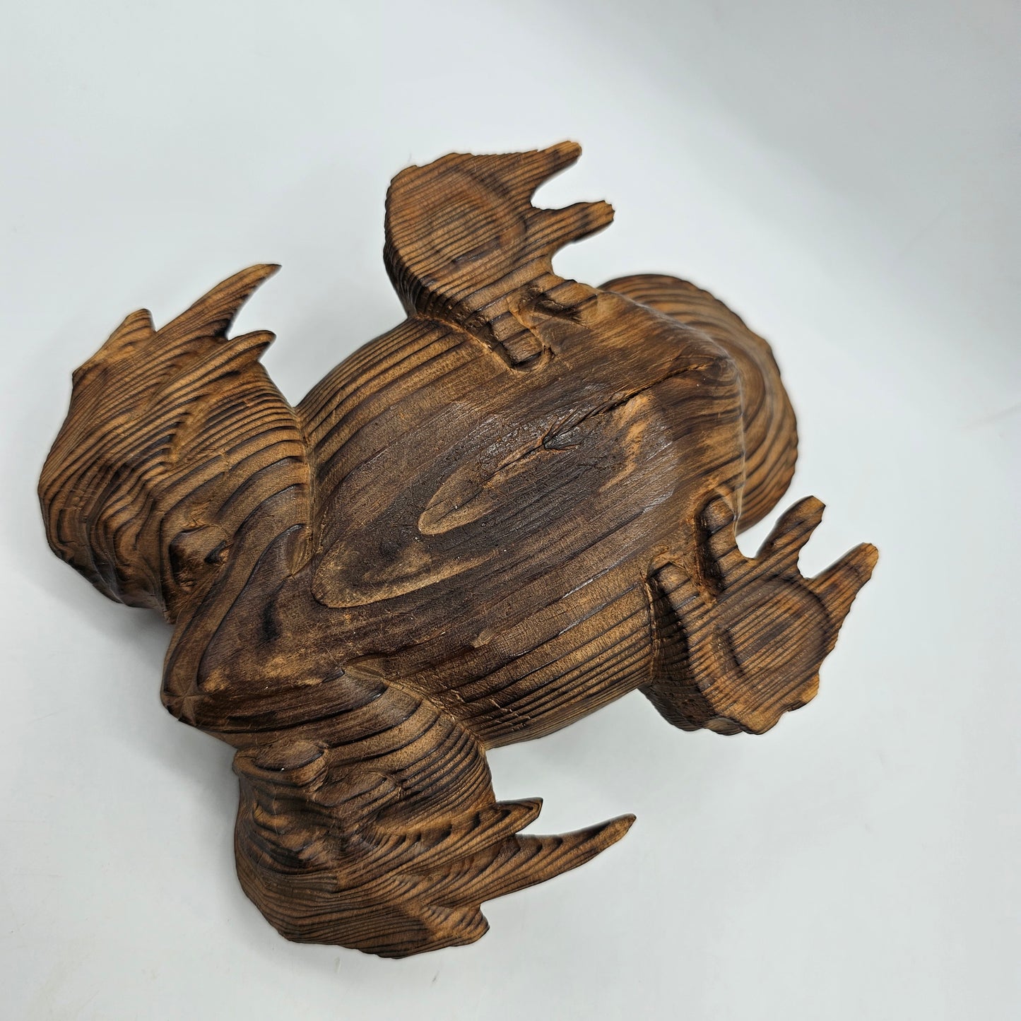 Carved Cryptomeria Wooden Frog or Toad Figurine