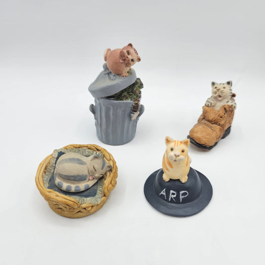 Vintage 1980's Country Cat Figurines by Peter Fagen - Set of 4