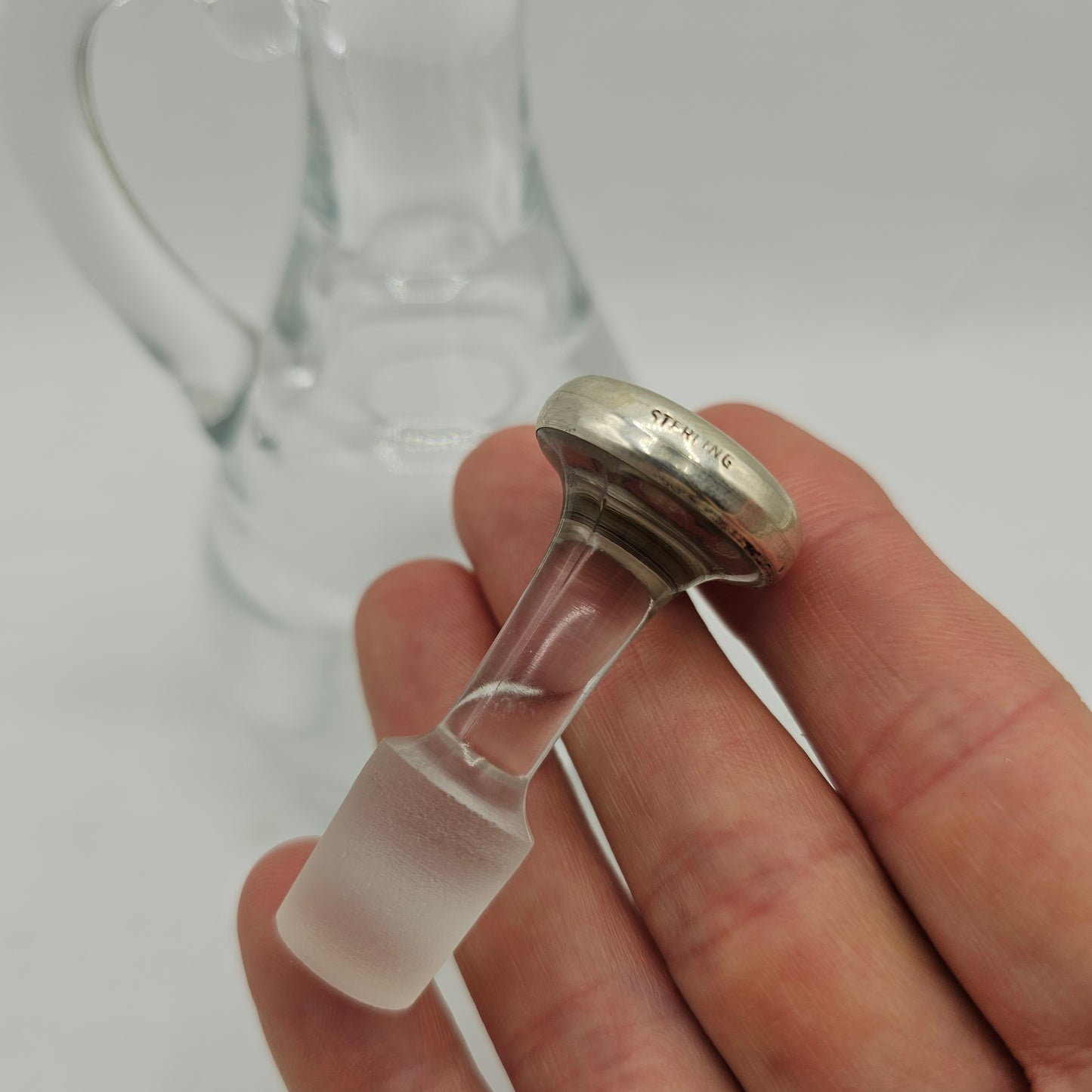 Clear Glass Cruet with Sterling Silver Topped Stopper