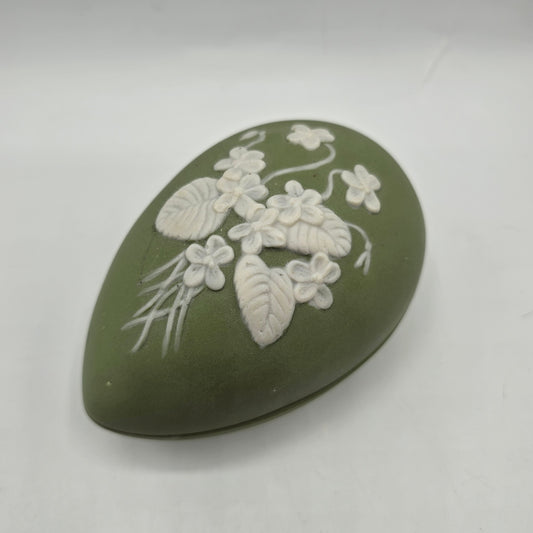 1975 Bell Ceramics Egg Trinket Box - Hand Painted Mold in Wedgewood Jasperware Style