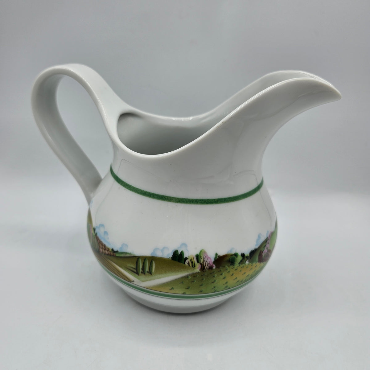Estee Lauder 1980 Porcelain Creamer Pitcher Jug with Italian Countryside Design