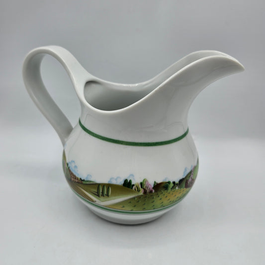Estee Lauder 1980 Porcelain Creamer Pitcher Jug with Italian Countryside Design