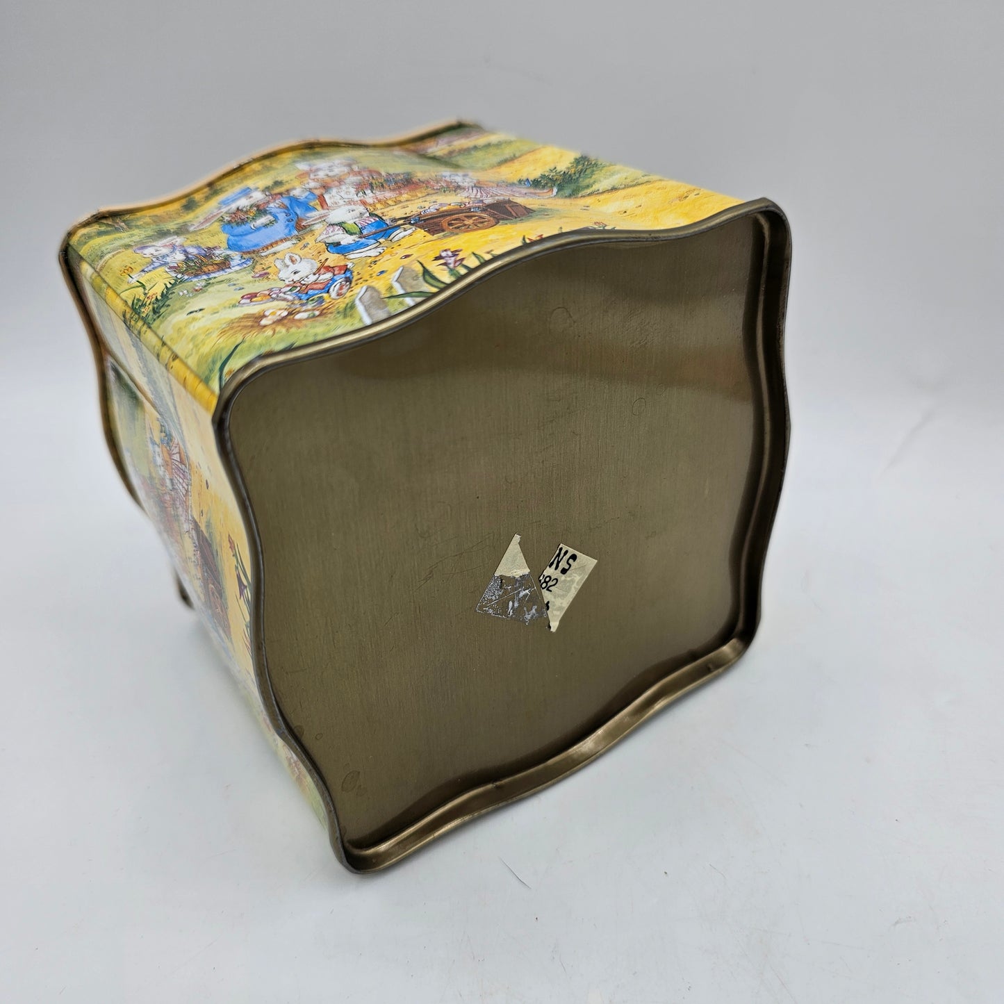 Vintage Easter Bunny Metal Tea Caddy Tin Canister