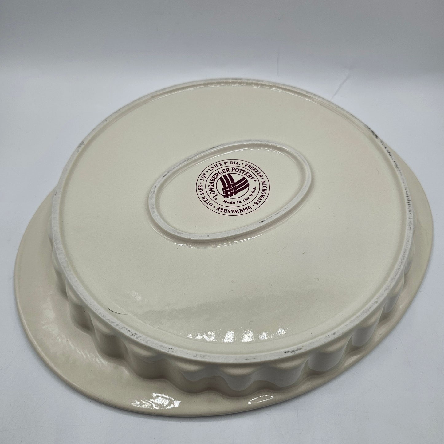 Longaberger Pottery Woven Traditions Red Tart Dish Ceramic Quiche Baker 9"x1.5"