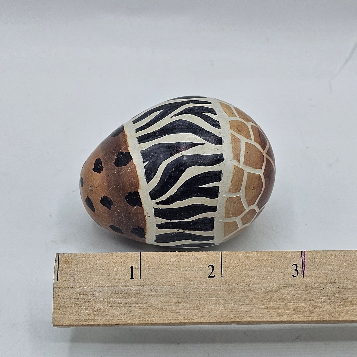 Etched and Painted Safari Animal Print Soapstone Egg