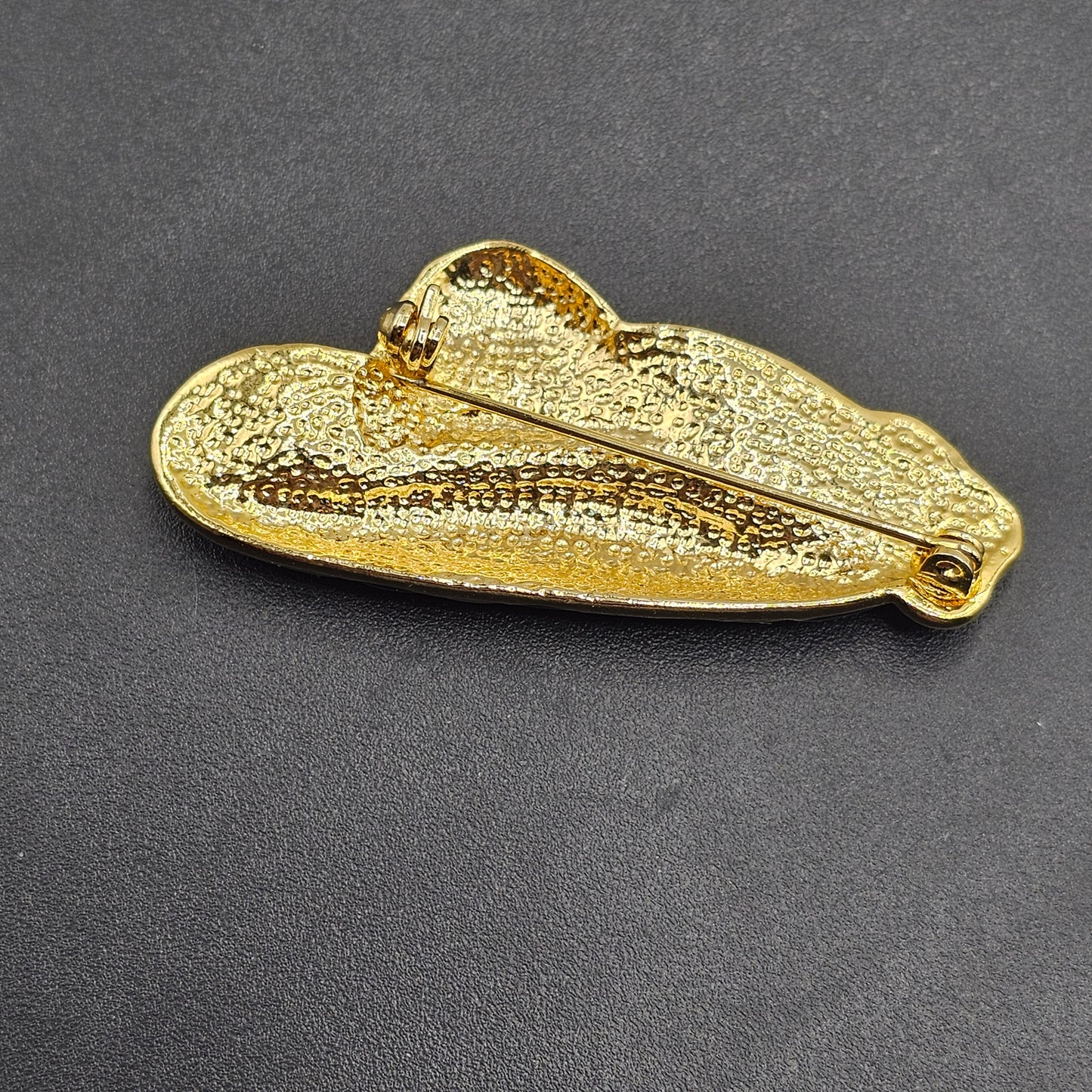 Enameled Green Hat Pin Brooch with 24 carat Gold Accents