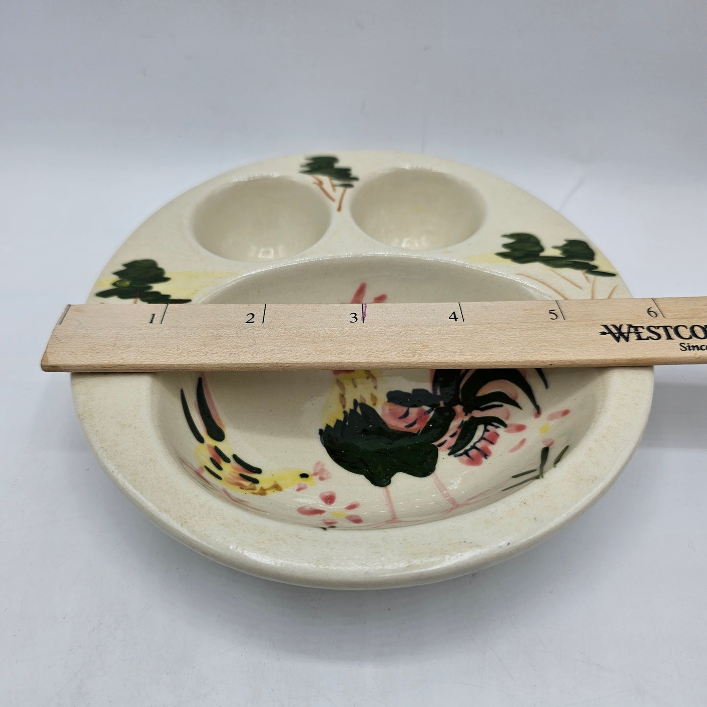Vintage Soft Cooked Egg Dish with Hand Painted Rooster