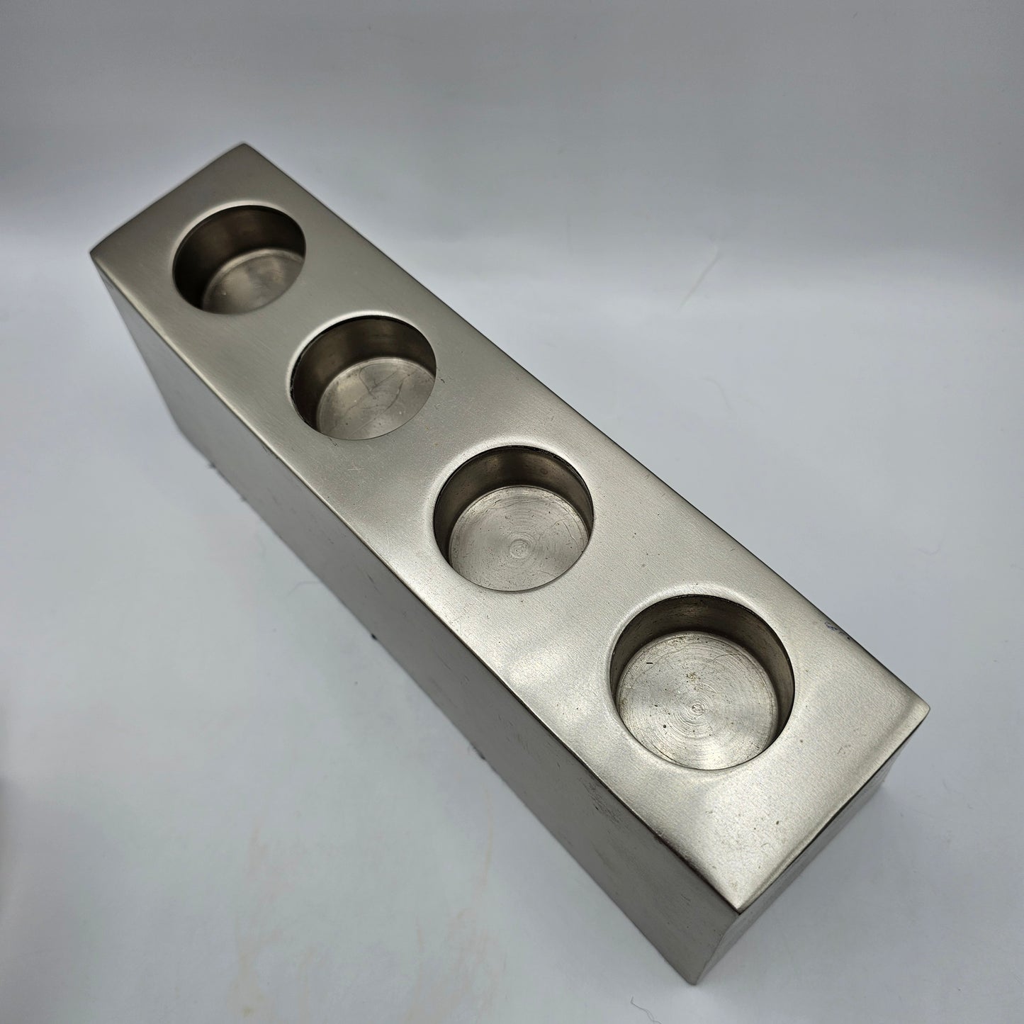 Modern Silver Tone 4-Tea Light Candle Holder Centerpiece