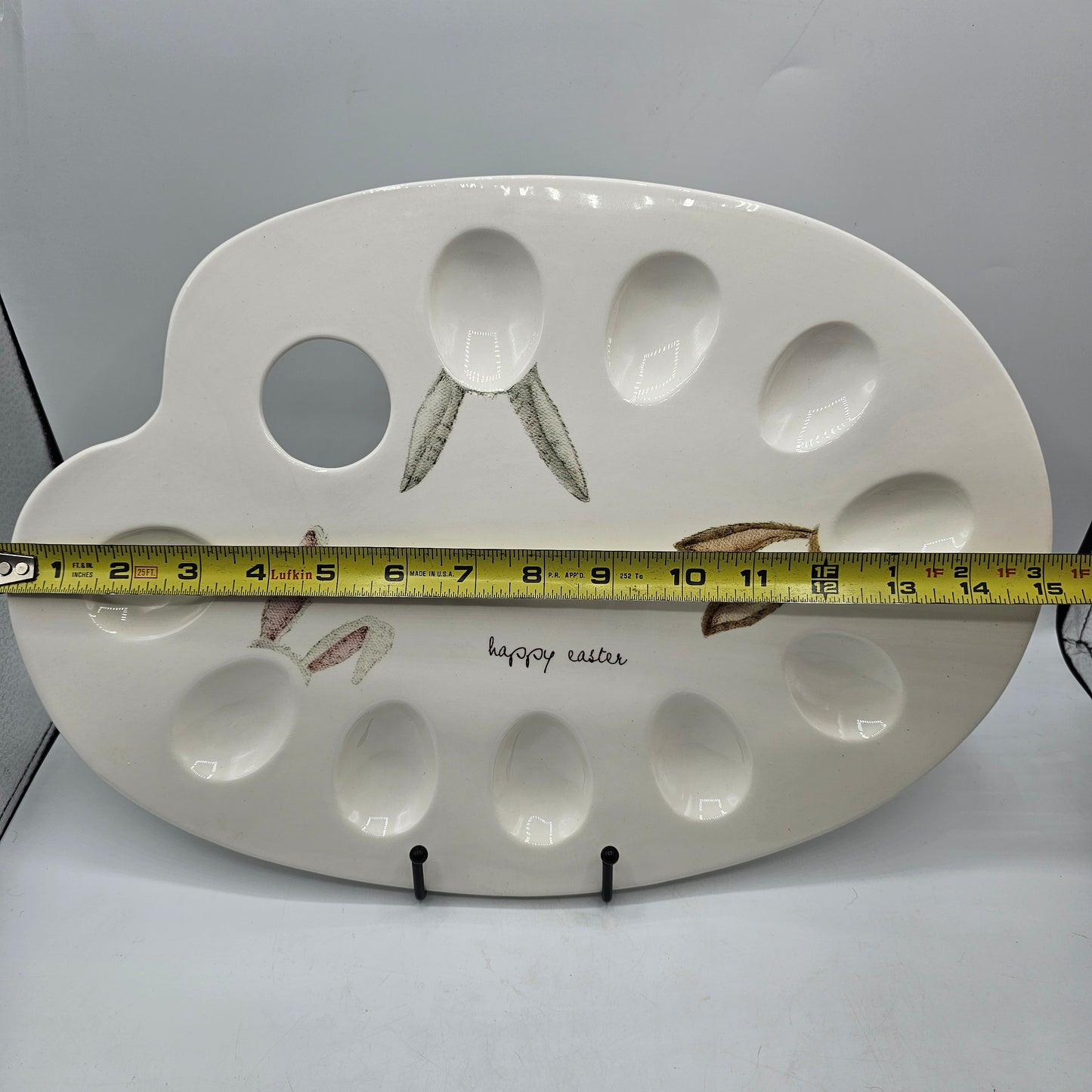 Happy Easter Deviled Egg or Easter Egg Serving Platter with Bunny Rabbit Ear Design by Magenta