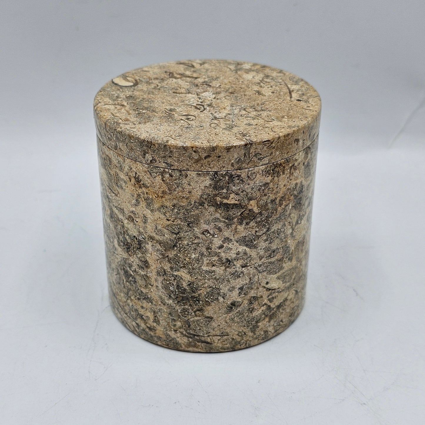Brown Fossil Marble Lidded Jar