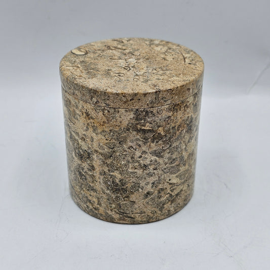 Brown Fossil Marble Lidded Jar