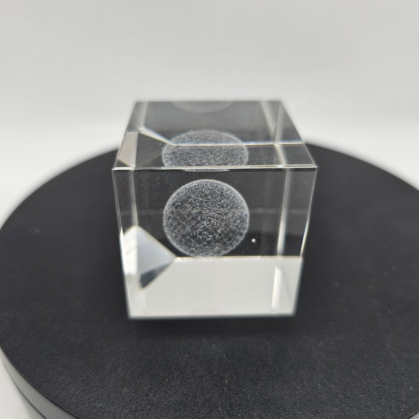 3D Crystal Glass Paperweight with Laser Etched Earth or Moon Design
