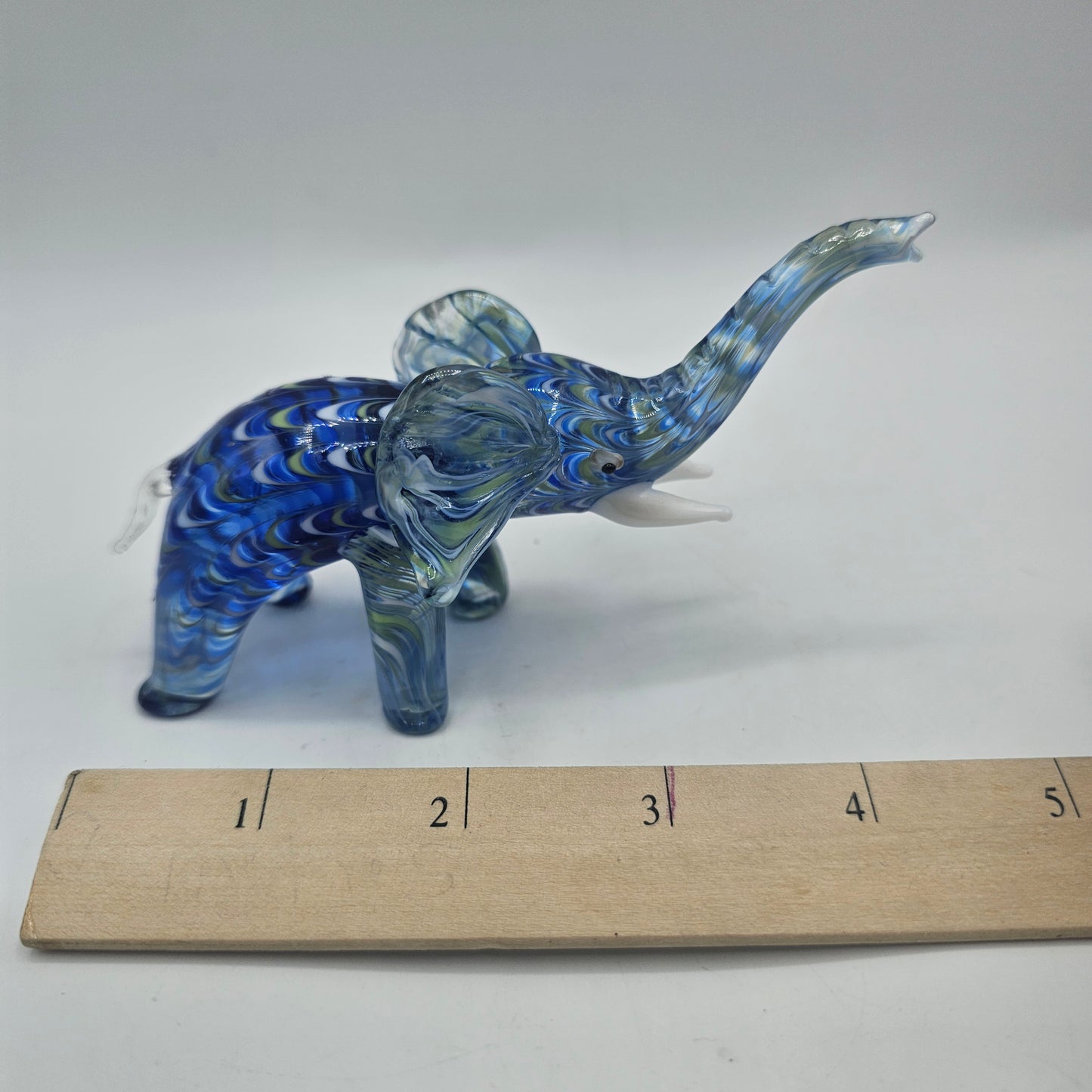 Lenox Art Glass Swirled Elephant Figurine - Blue
