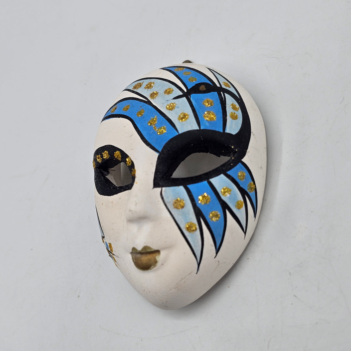 Hand Painted Mini Ceramic Venetian Mask Wall Decor with Hanger - Made in Venice, Italy
