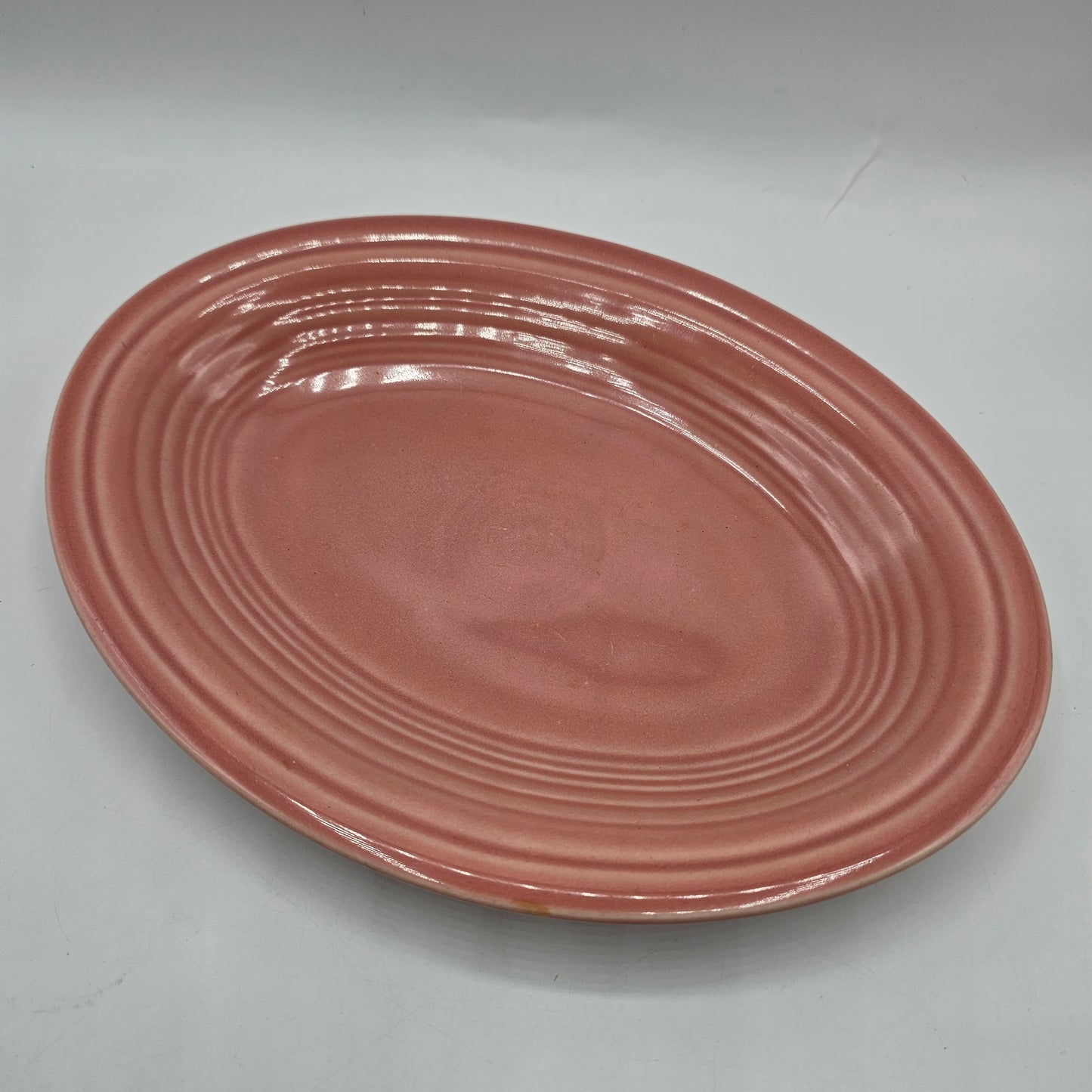 1950's Pink Fiestaware Oval Platter 9.5" x 7" (manufacturer bubble flaw)