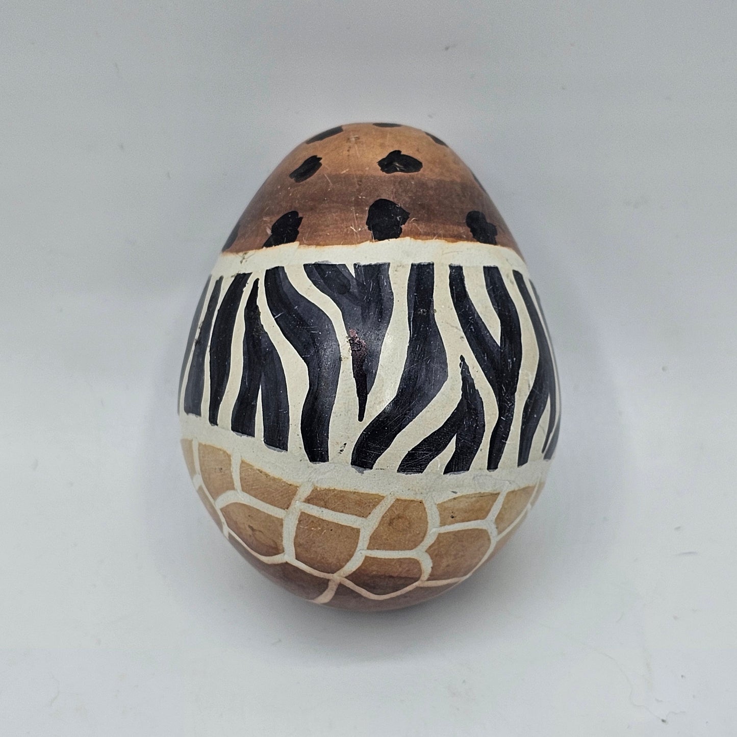 Etched and Painted Safari Animal Print Soapstone Egg