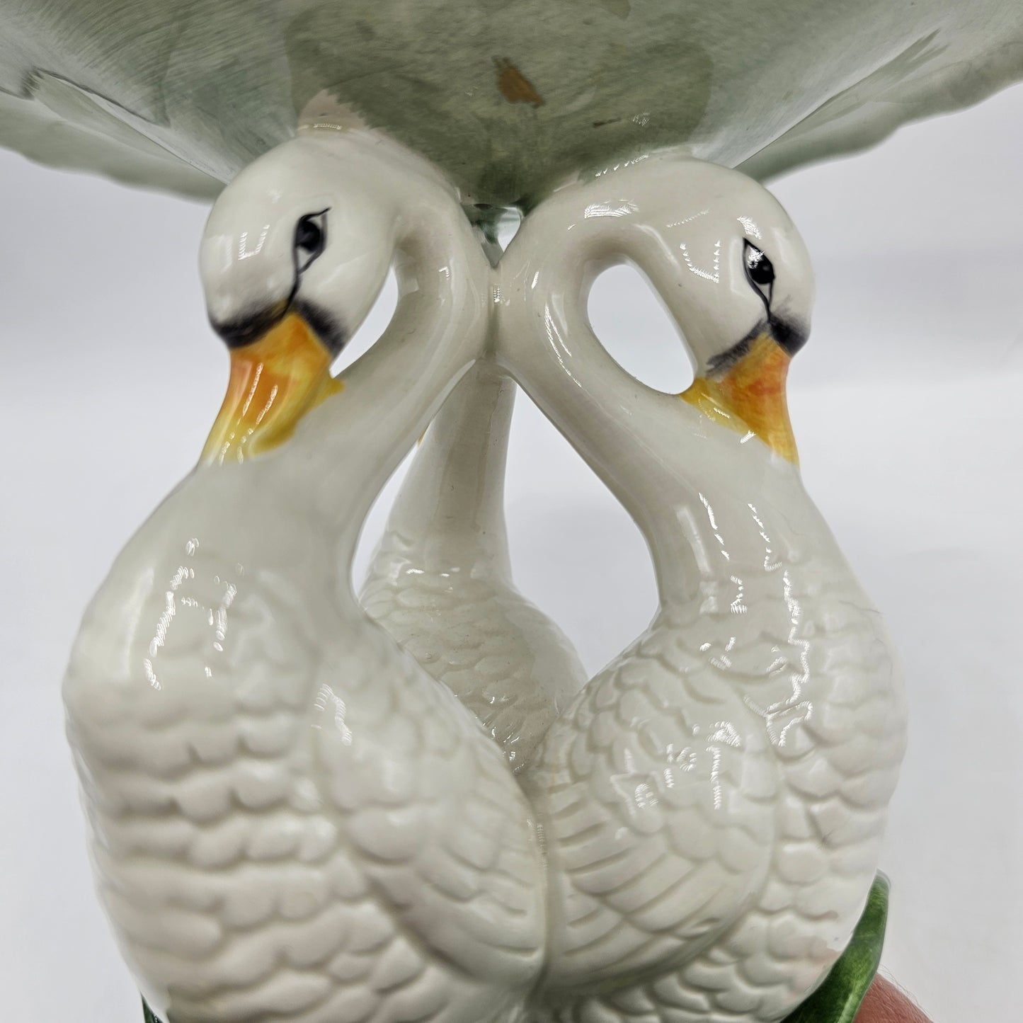 Fitz and Floyd Swan Pedestal Stand - Hand Painted Ceramic