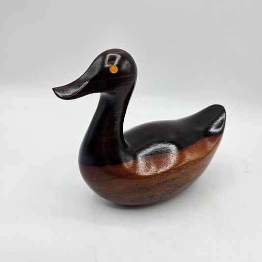 Vintage Carved and Polished Wooden Duck Figurine