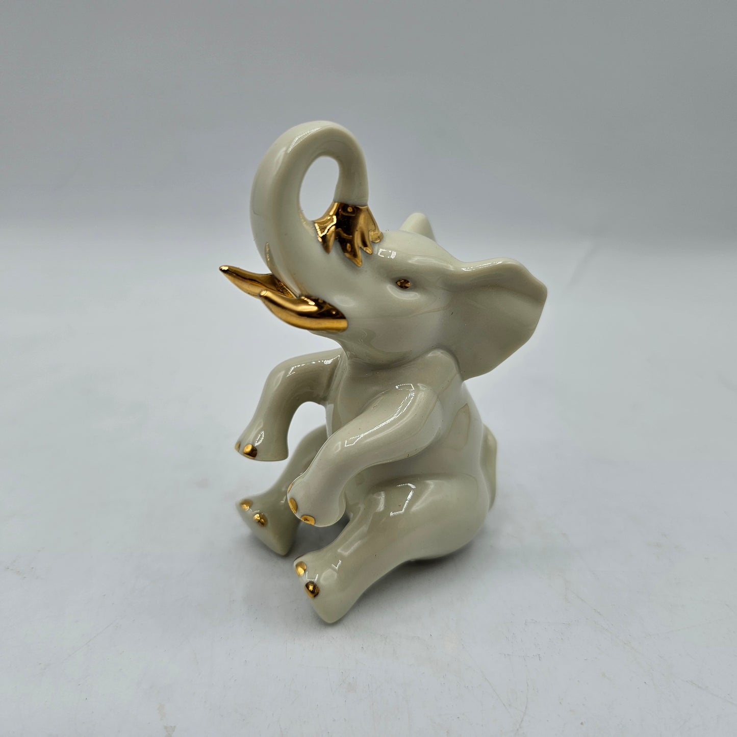 Lenox Bathing Baby Elephant Porcelain Figurine with 24K Gold Accents