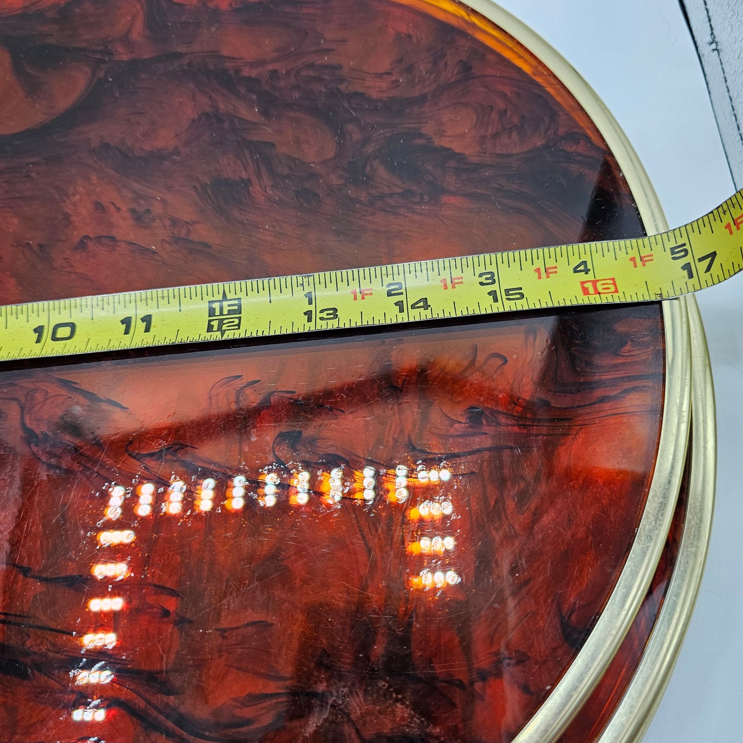 Vintage Tortoiseshell Lucite Placemats with Gold Tone Metal Rim - Set of 6