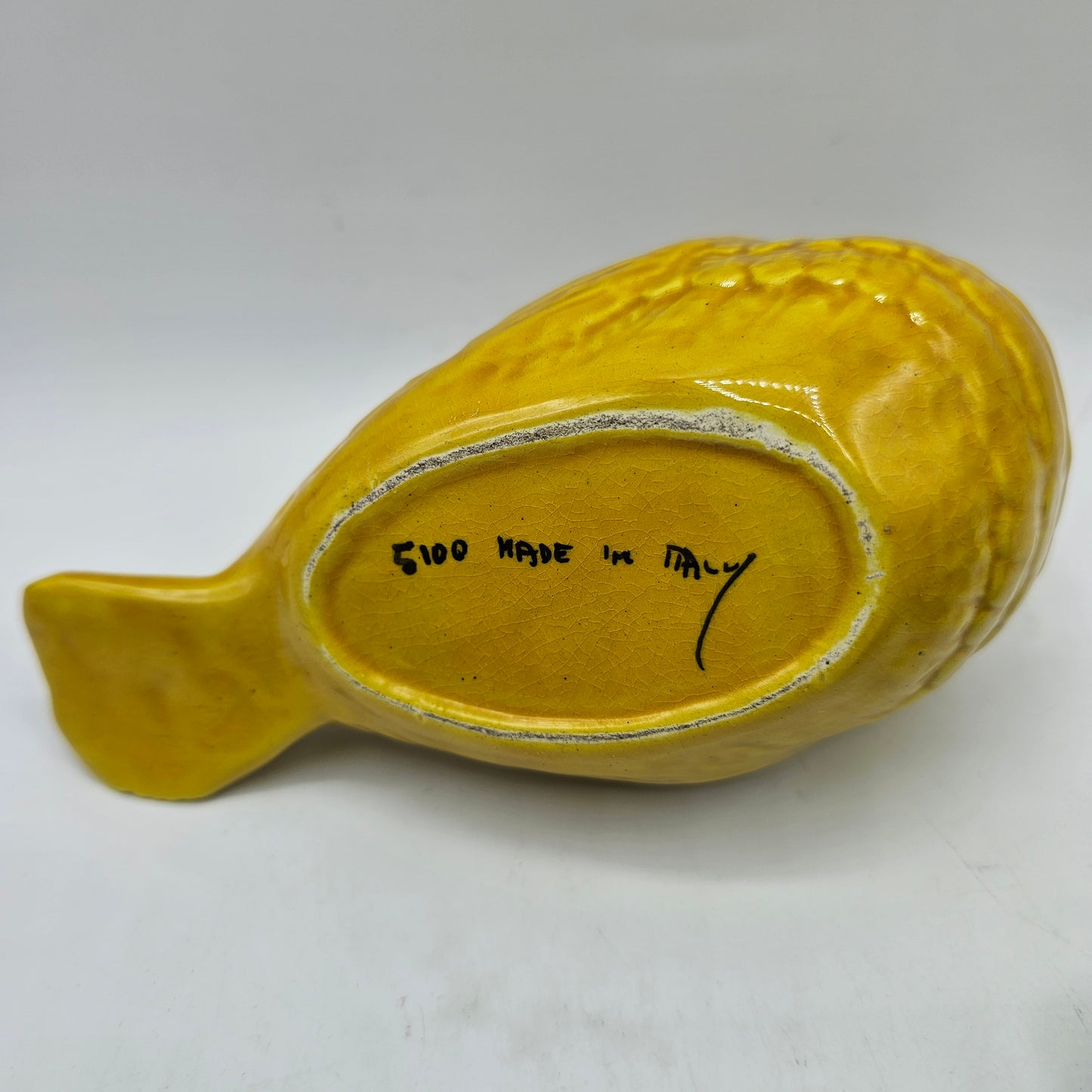 Vintage Yellow and Green Ceramic Flower Frog Birds - Made in Italy