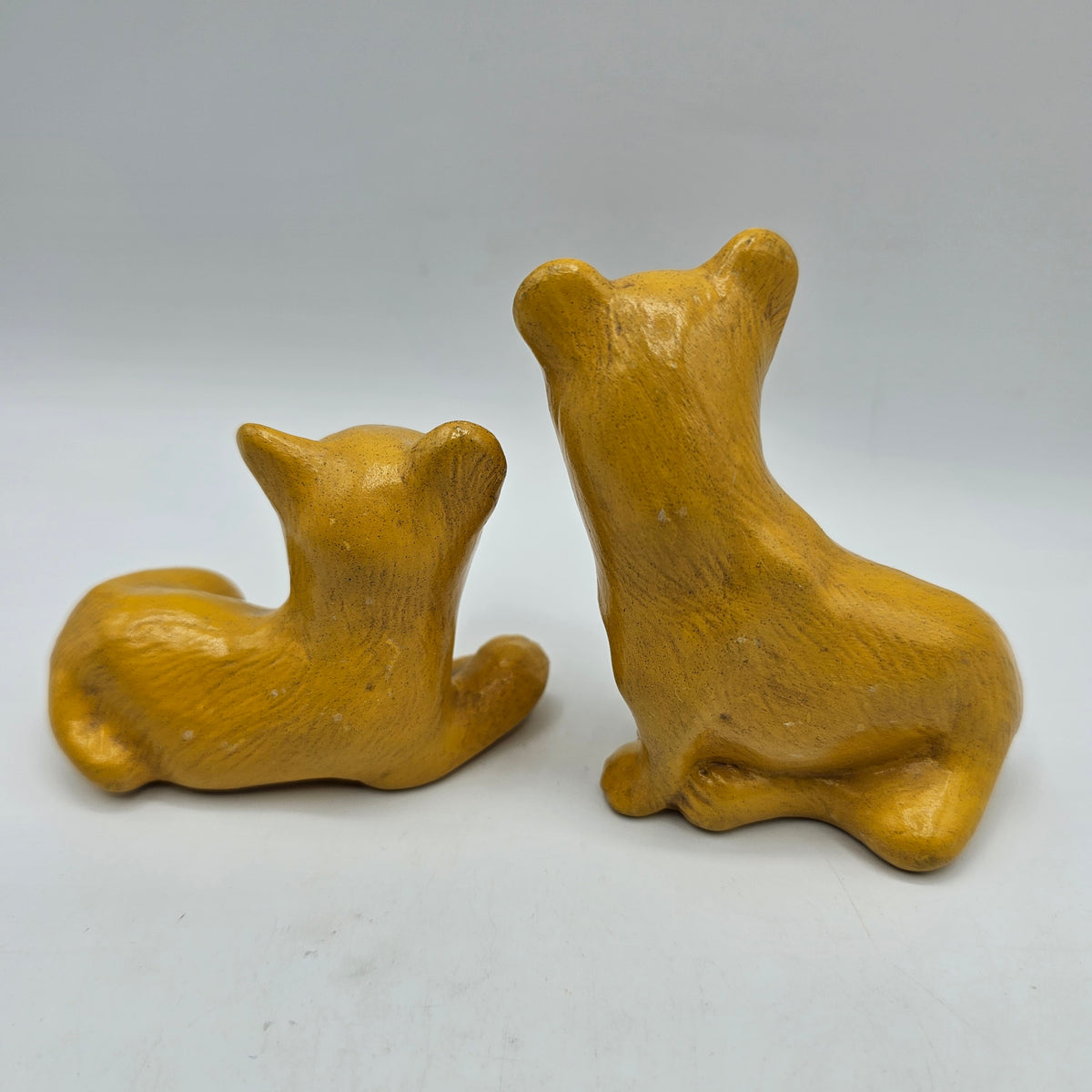 Vintage Painted Ceramic Mold Lion Cubs