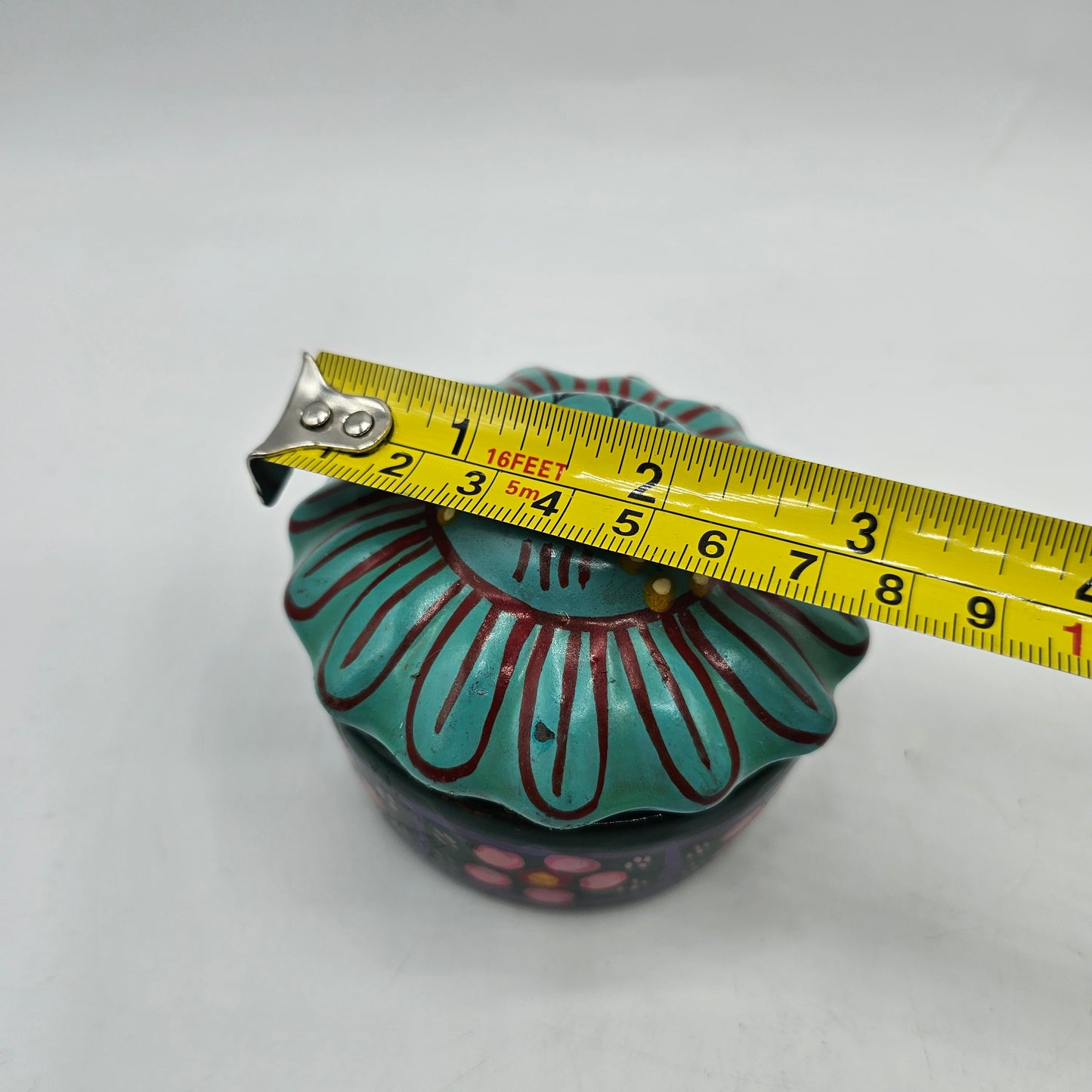 Talavera Mexican Pottery Trinket Box with Sun