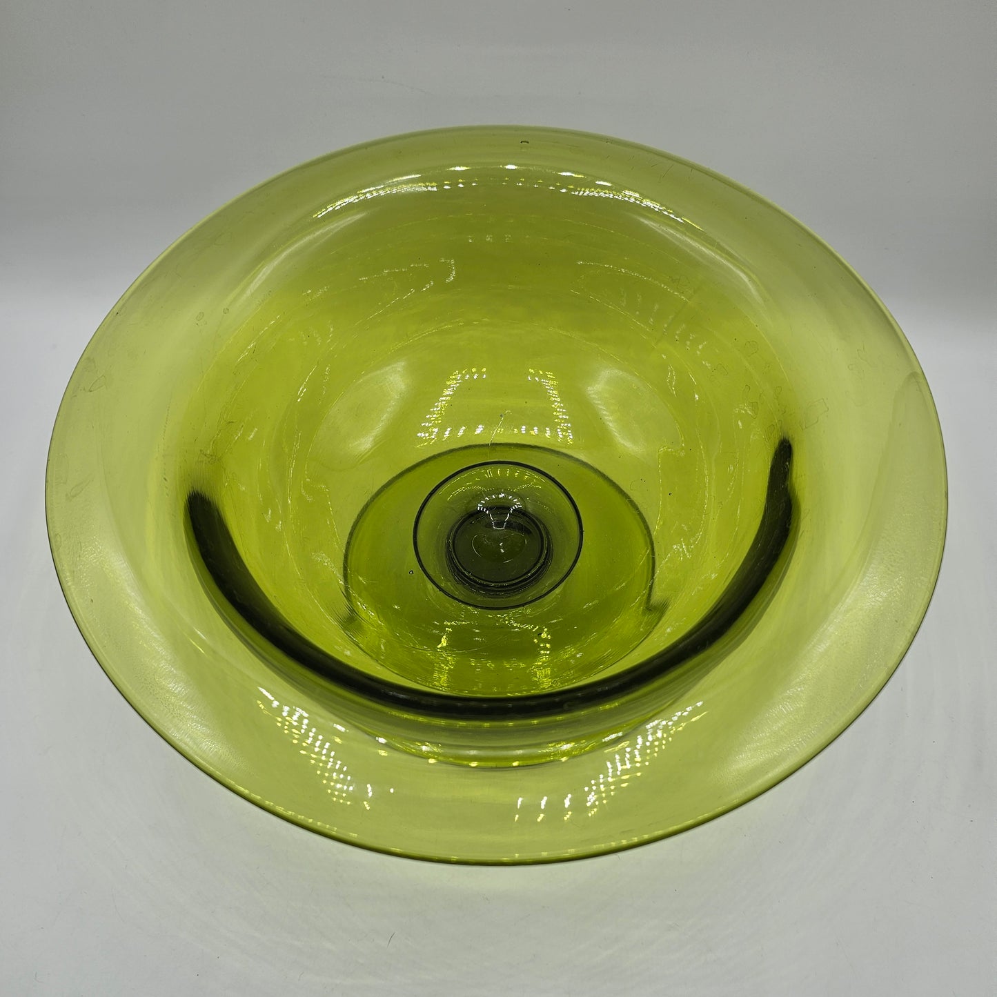 Vintage Indiana Glass Green Footed Pedestal Bowl