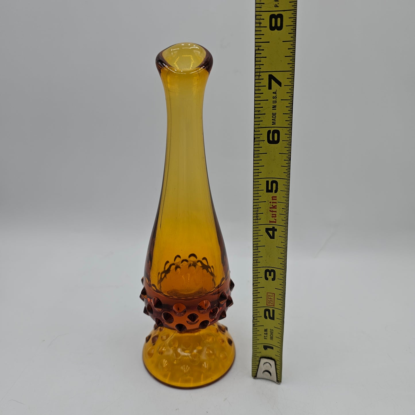 Fenton Amber Small Swung Glass Vase with Hobnail Detail