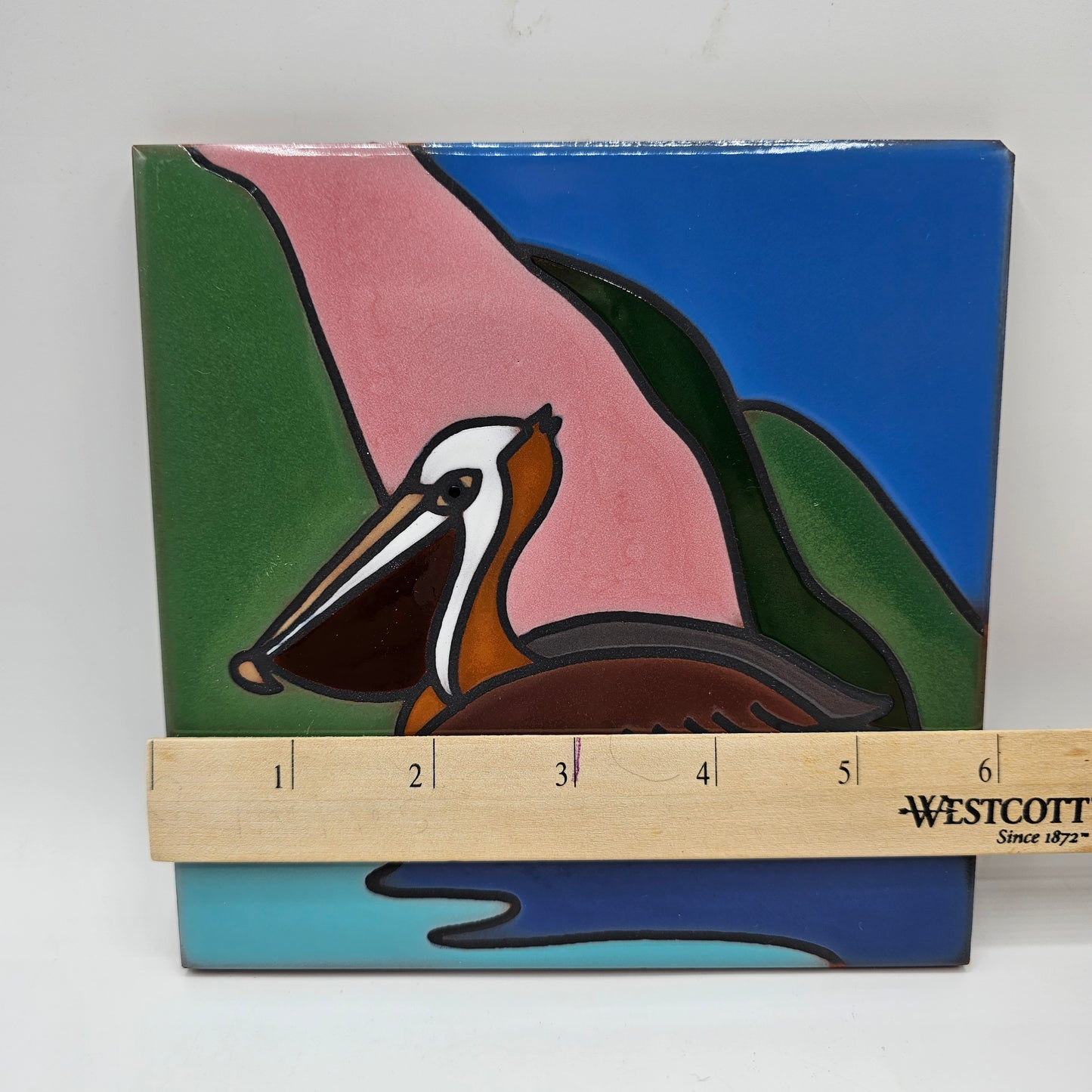 Chelsea Arts of California Pelican Tile Trivet (damage noted)