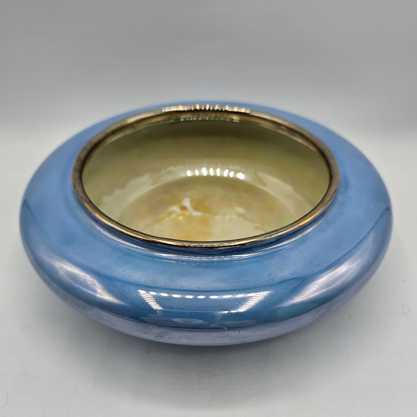 Blue Lusterware Planter Bowl by Epiag Royal Czechoslovakia - Floating Candle Holder