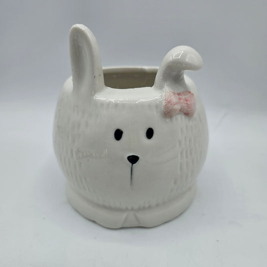 Ceramic Bunny Rabbit Planter or Pencil Pot