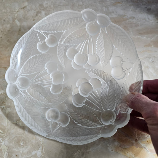 Vintage Mikasa "Bountiful" Frosted Cherry Dish with Reversed Relief Design 7.5"