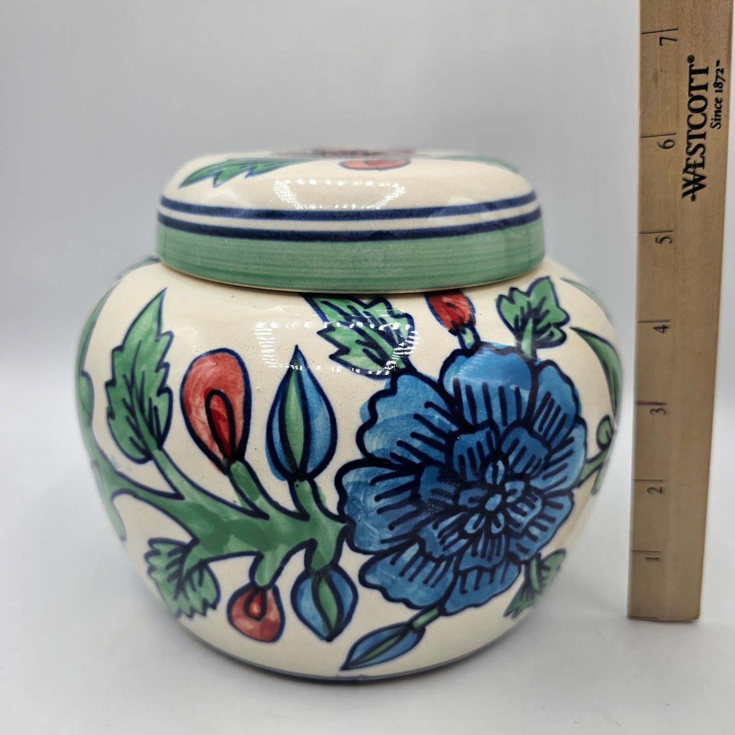 Large Floral Ginger Jar / Cookie Jar with Lid