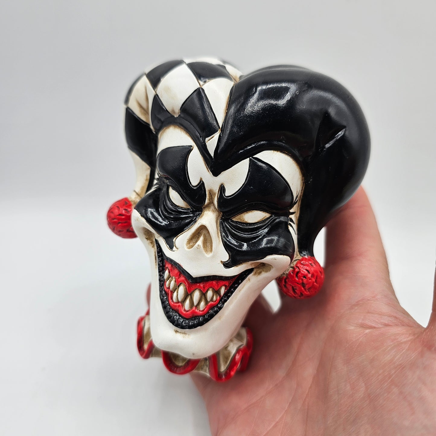 Unique Vintage Dark Jester / Joker Hard Plastic Cane Topper or Doll Head