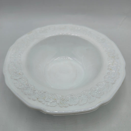 Indiana Glass Milk Glass Embossed Orange Blossom Fruit Bowl
