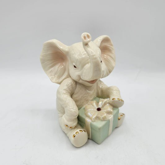 Lenox Happy Birthday Wishes Elephant January Birthstone Porcelain Figurine 4.5"
